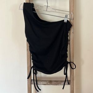 One shoulder ribbed tank top